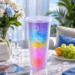 彩虹金属双层随行杯