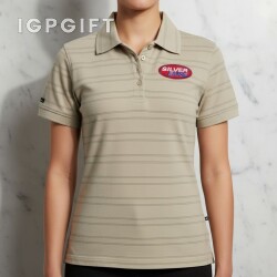 淑女条纹性能 Polo 衫